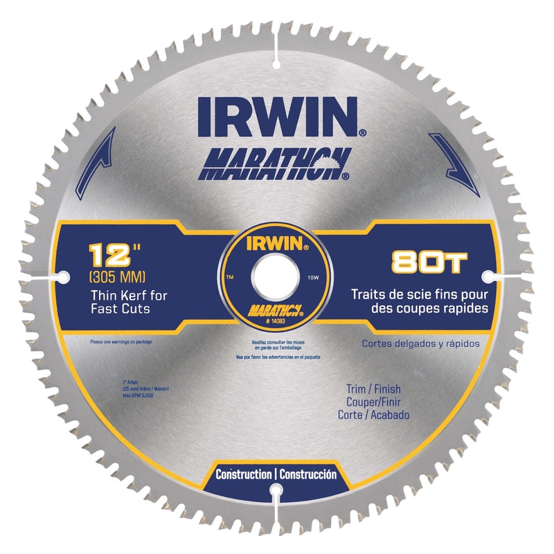 Irwin Marathon 12 in. D X 1 in. Carbide Circular Saw Blade 80 teeth
