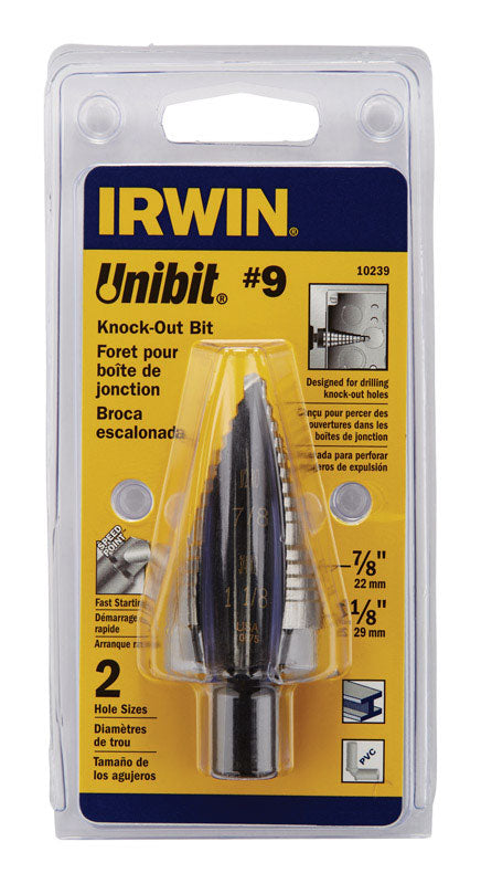 Irwin Unibit #9 X 6 in. L High Speed Steel Step Drill Bit Square Shank