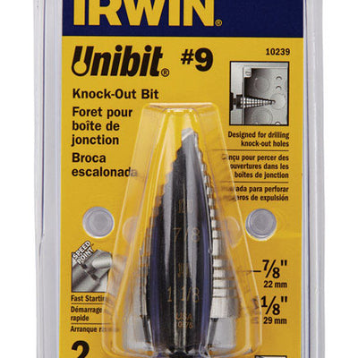 Irwin Unibit #9 X 6 in. L High Speed Steel Step Drill Bit Square Shank