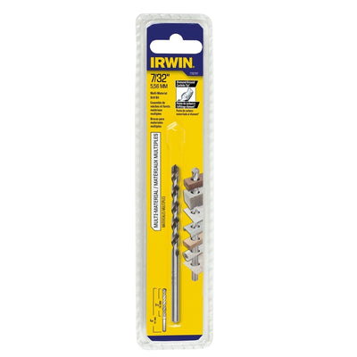 Irwin 7/32 in. X 4 in. L Multi-Material Jobber Length Masonry Drill Bit Straight Shank