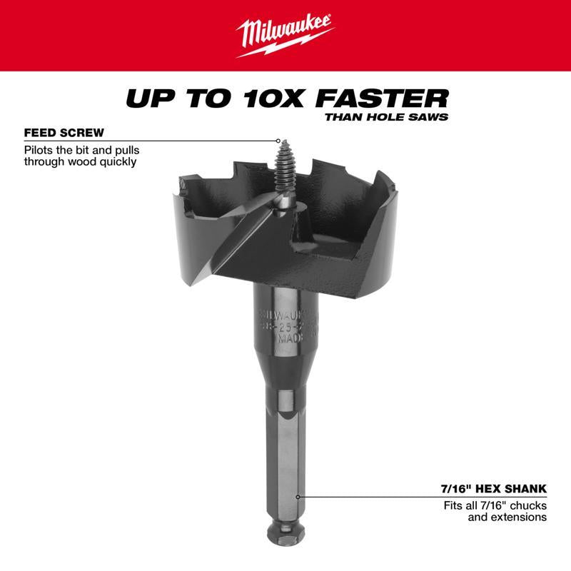 Milwaukee 2 in. X 6 in. L Heat-Treated Steel Self-Feed Drill Bit Hex Shank