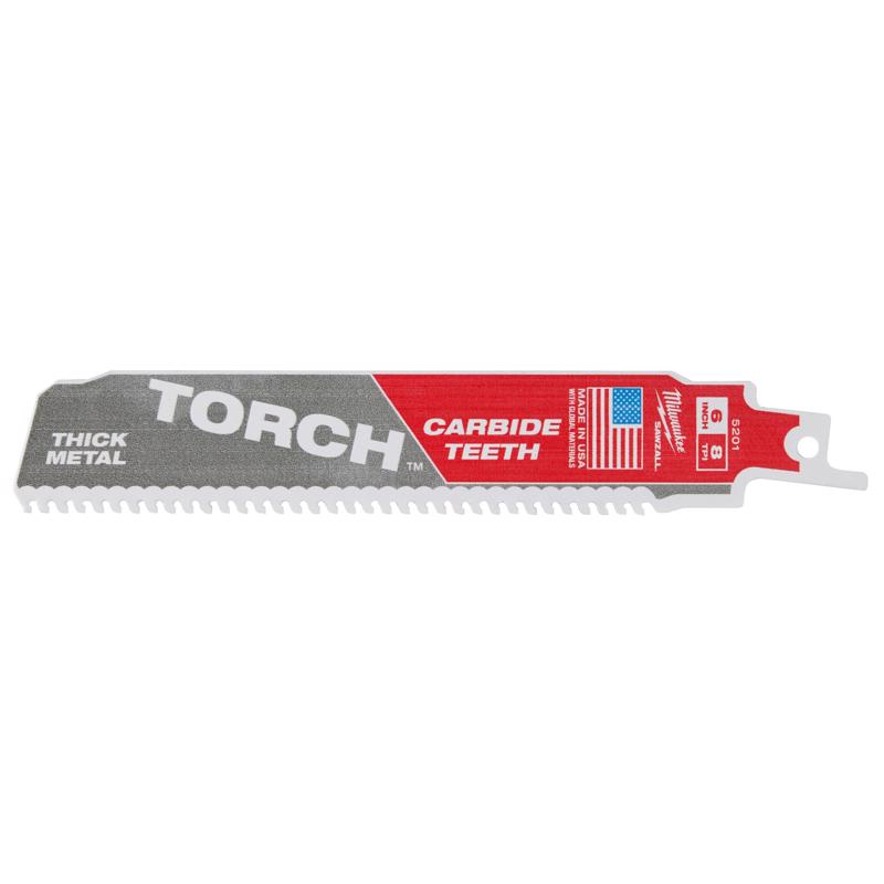 Milwaukee Torch 6 in. Carbide Thick Metal Reciprocating Saw Blade 8 TPI