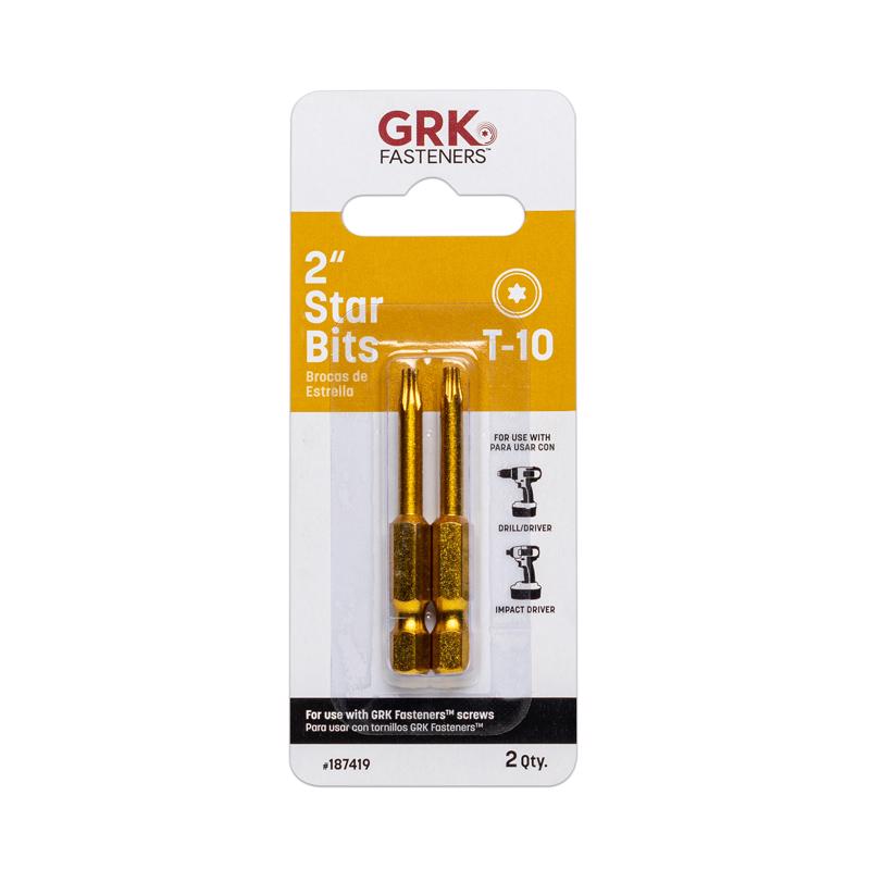 GRK Fasteners Star T10 X 2 in. L Power Bit Carbon Steel 2 pc