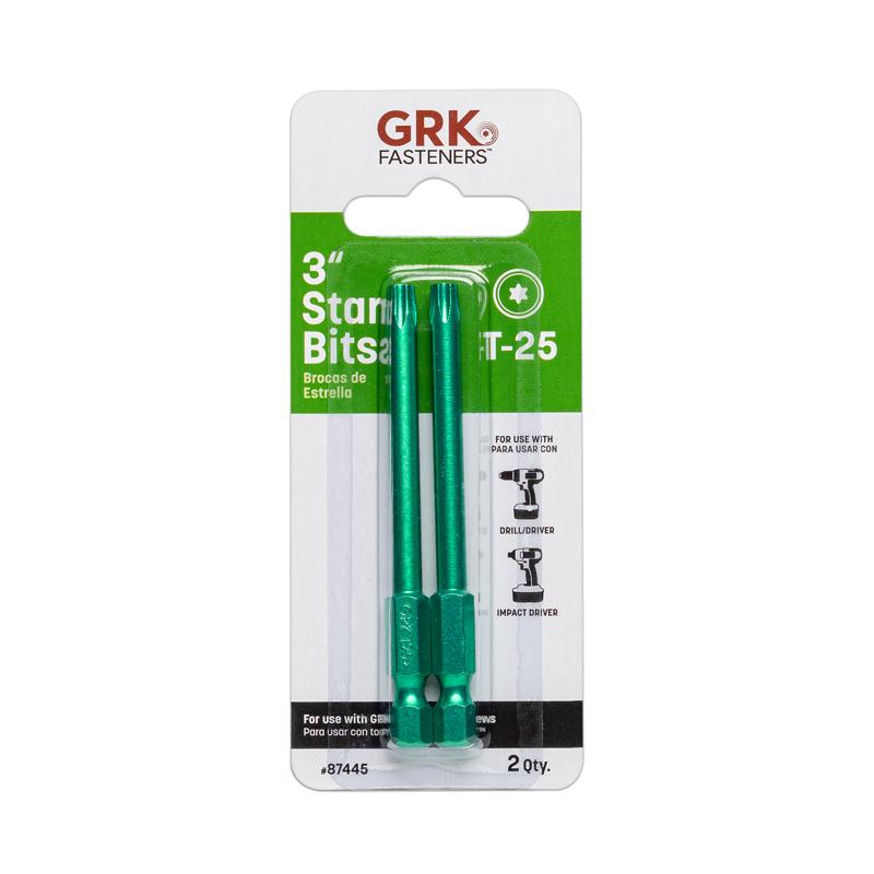GRK Fasteners Star T25 X 3 in. L Power Bit Steel 2 pc