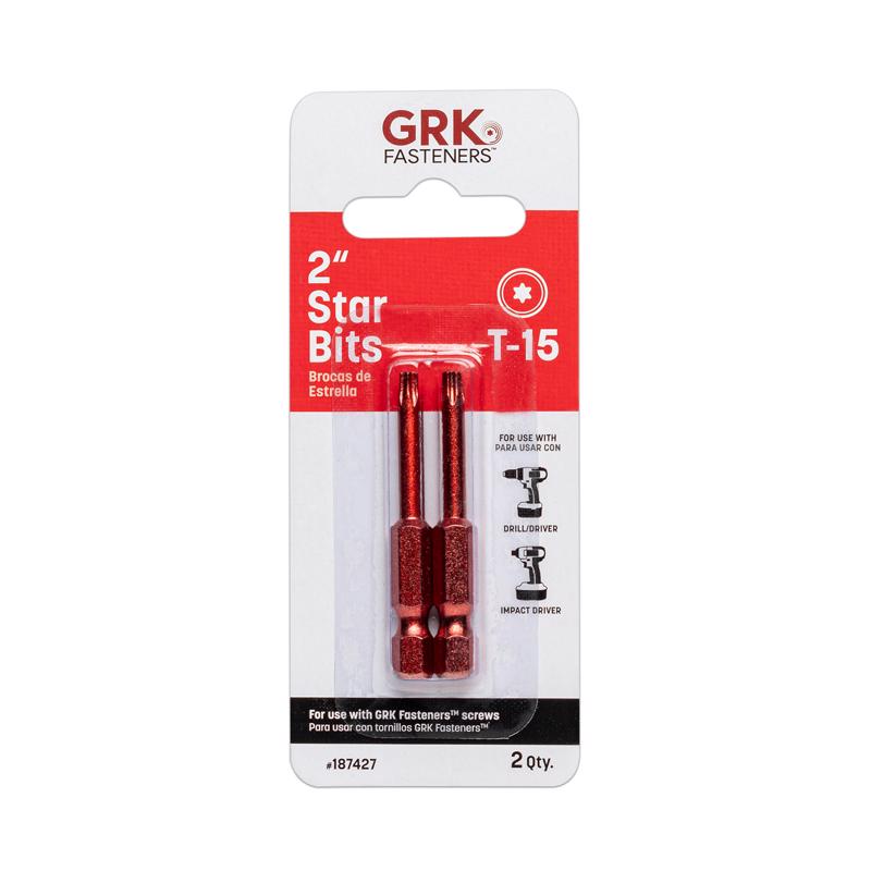 GRK Fasteners Star T15 X 2 in. L Power Bit Carbon Steel 2 pc