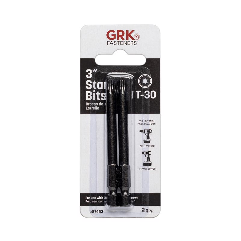 GRK Fasteners Star T30 X 3 in. L Power Bit Carbon Steel 2 pc