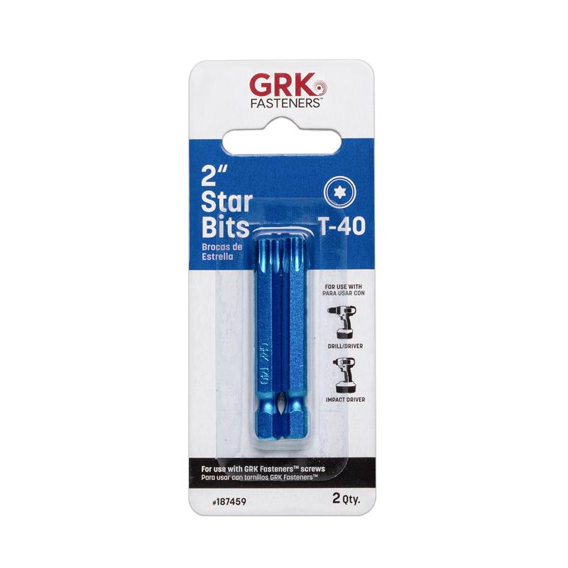 GRK Fasteners Star T40 X 2 in. L Power Bit Carbon Steel 2 pc