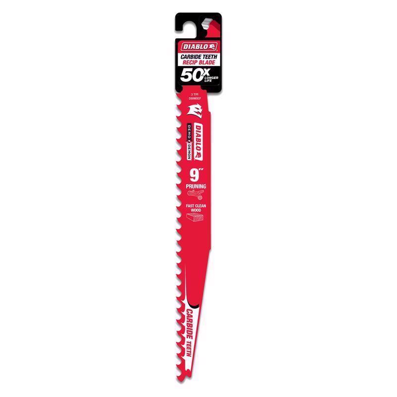 Diablo Demo Demon 9 in. Carbide Tipped Pruning & Clean Wood Reciprocating Saw Blade 3 TPI