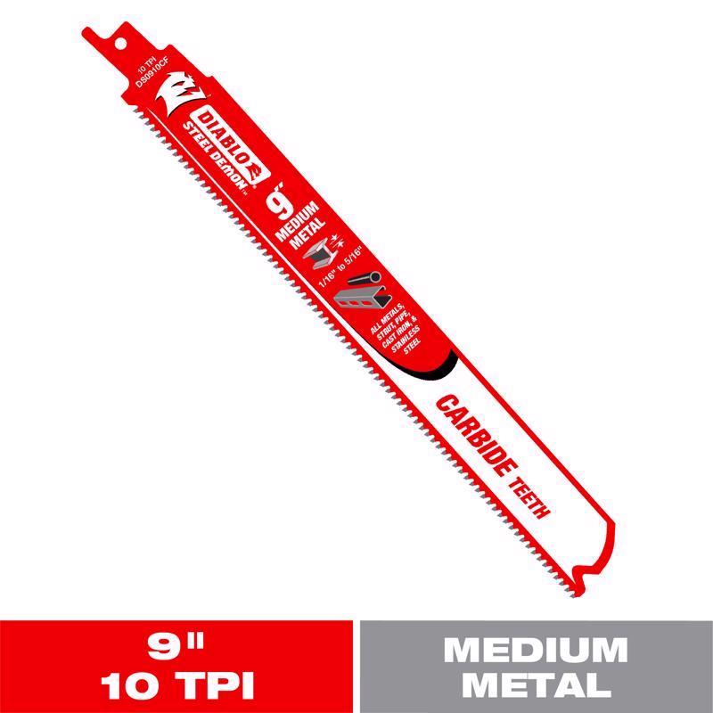 Diablo Steel Demon 9 in. Carbide Medium Metal Reciprocating Saw Blade 10 TPI