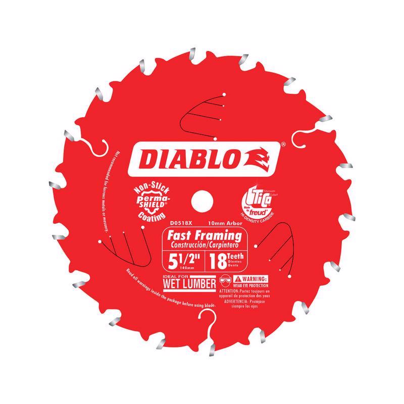 Diablo 5-1/2 in. D X 10 mm Fast Framing TiCo Hi-Density Carbide Trim Saw Blade 18 teeth