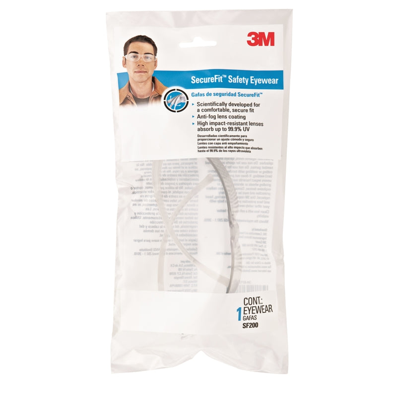 3M SecureFit Anti-Fog Safety Glasses Clear Lens Clear Frame