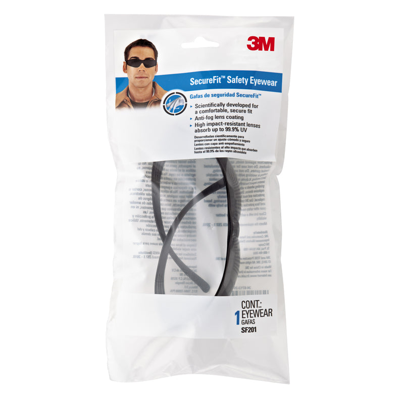 3M SecureFit Anti-Fog Safety Glasses Tinted Lens Black Frame