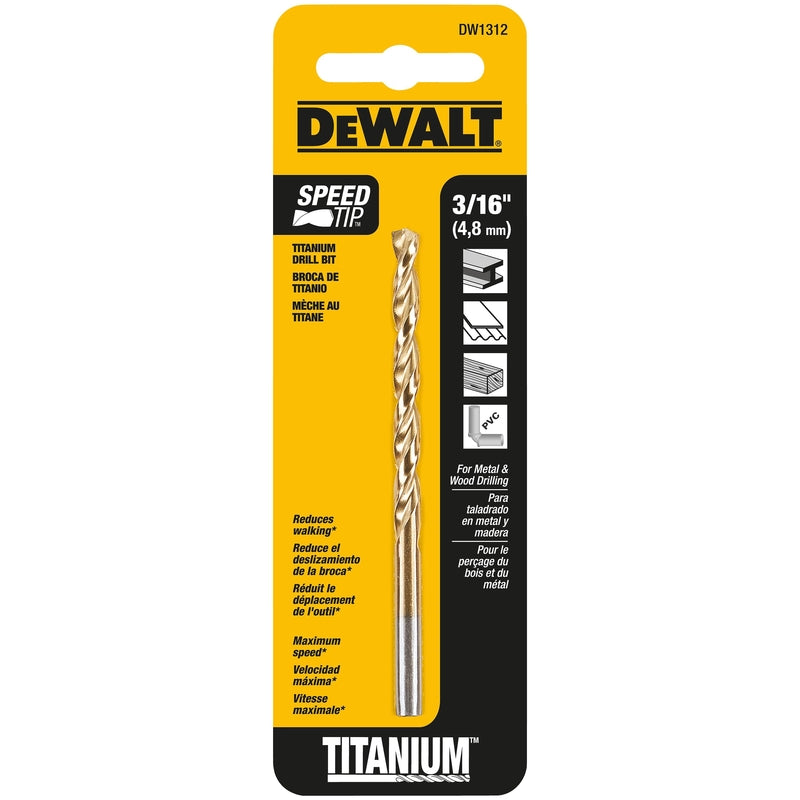DeWalt 3/16 in. X 3.5 in. L High Speed Steel Split Point Drill Bit Straight Shank