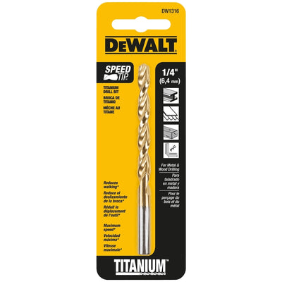 DeWalt 1/4 in. X 4 in. L High Speed Steel Split Point Drill Bit Straight Shank