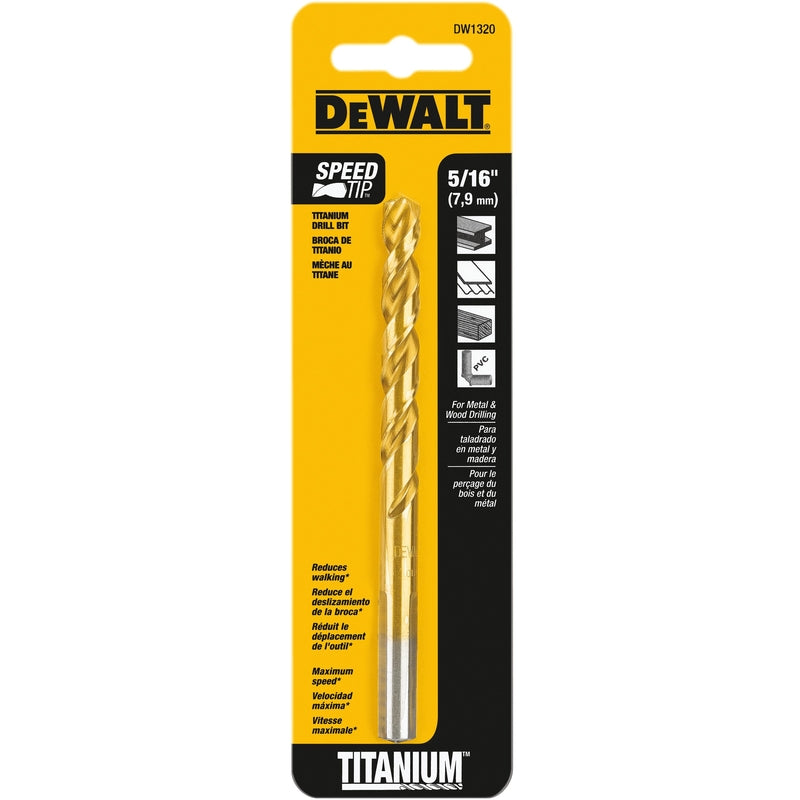 DeWalt 5/16 in. X 4-1/2 in. L High Speed Steel Split Point Drill Bit Straight Shank