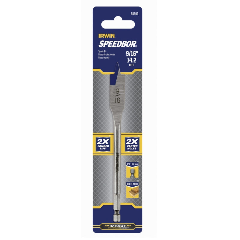Irwin Speedbor 9/16 in. X 6 in. L Carbon Steel Wood Boring Bit Hex Shank