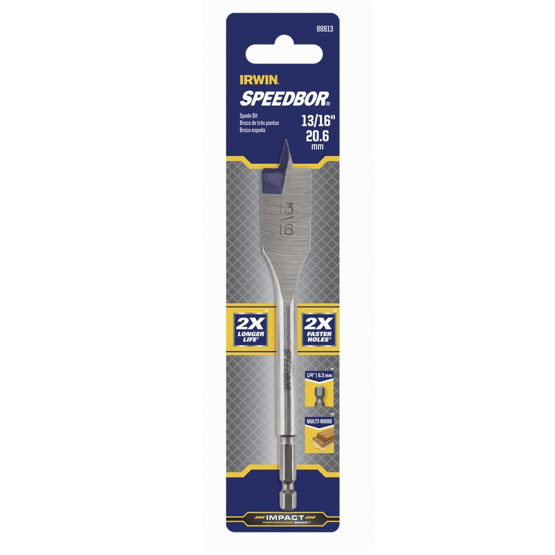 Irwin Speedbor 13/16 in. X 6 in. L Carbon Steel Wood Boring Bit Hex Shank