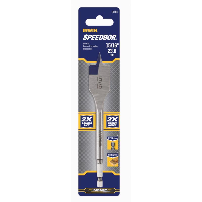 Irwin Speedbor 15/16 in. X 6 in. L Carbon Steel Wood Boring Bit Hex Shank