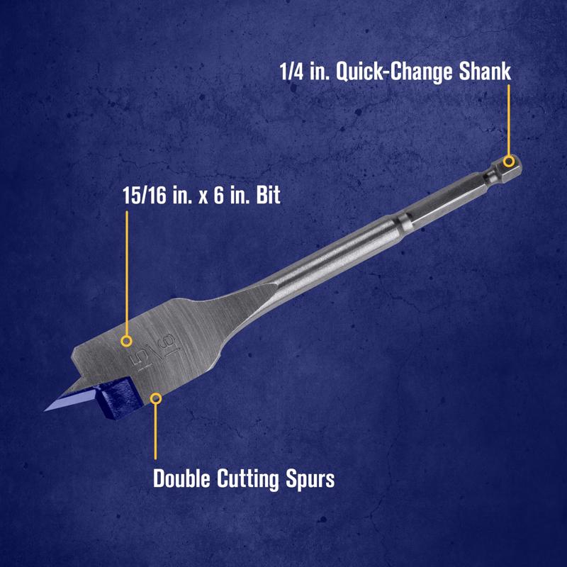 Irwin Speedbor 15/16 in. X 6 in. L Carbon Steel Wood Boring Bit Hex Shank