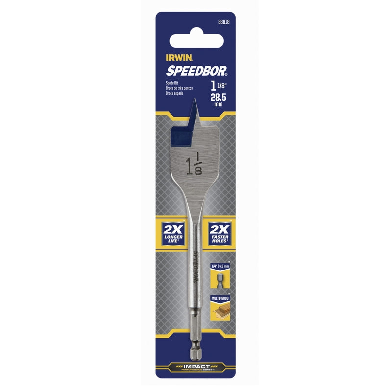 Irwin Speedbor 1-1/8 in. X 6 in. L Carbon Steel Wood Boring Bit Hex Shank