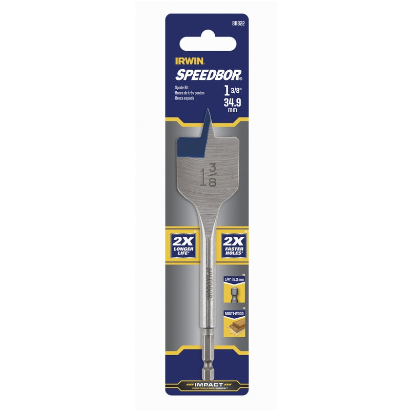 Irwin Speedbor 1-3/8 in. X 6 in. L Carbon Steel Wood Boring Bit Hex Shank