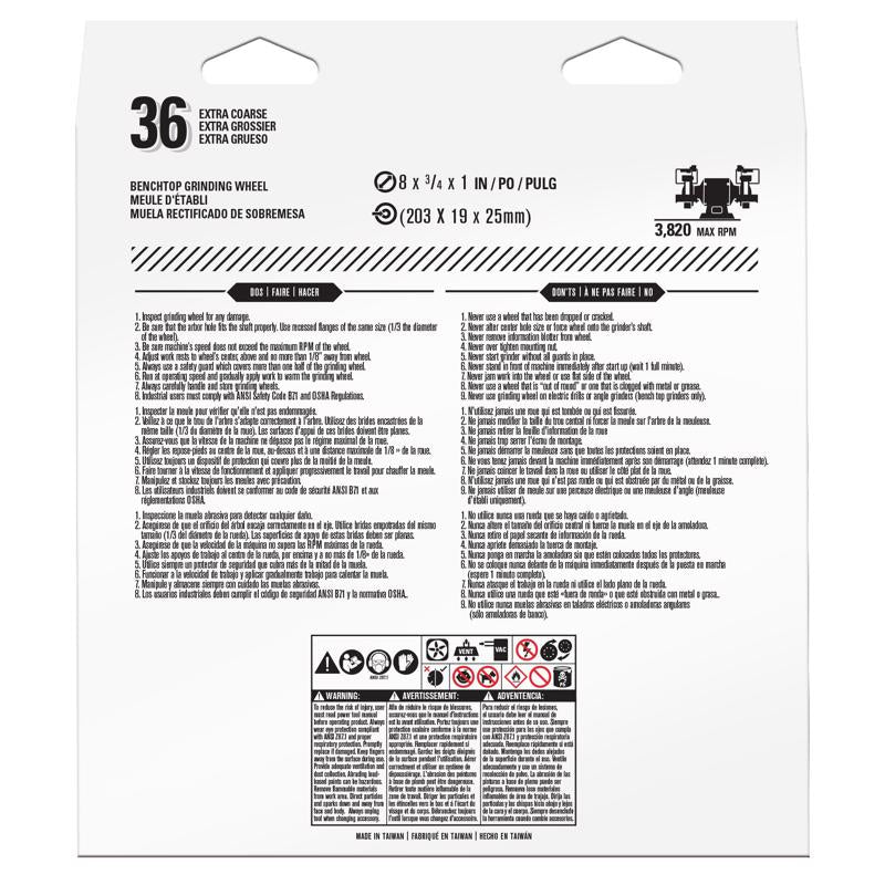 Gator 8 in. D X 1 in. Grinding Wheel