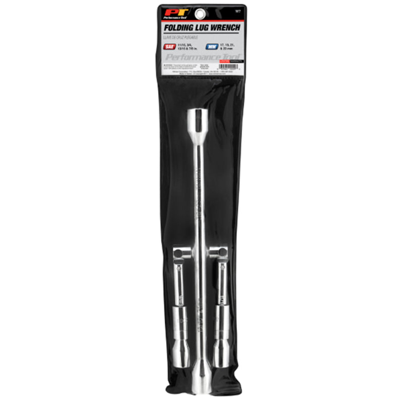 Performance Tool 6 Point Metric and SAE 4-Way Folding Lug Wrench 7 in. L