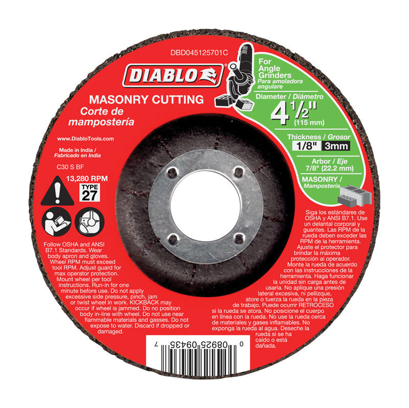 Diablo 4-1/2 in. D X 7/8 in. Silicon Carbide Masonry Cut-Off Disc
