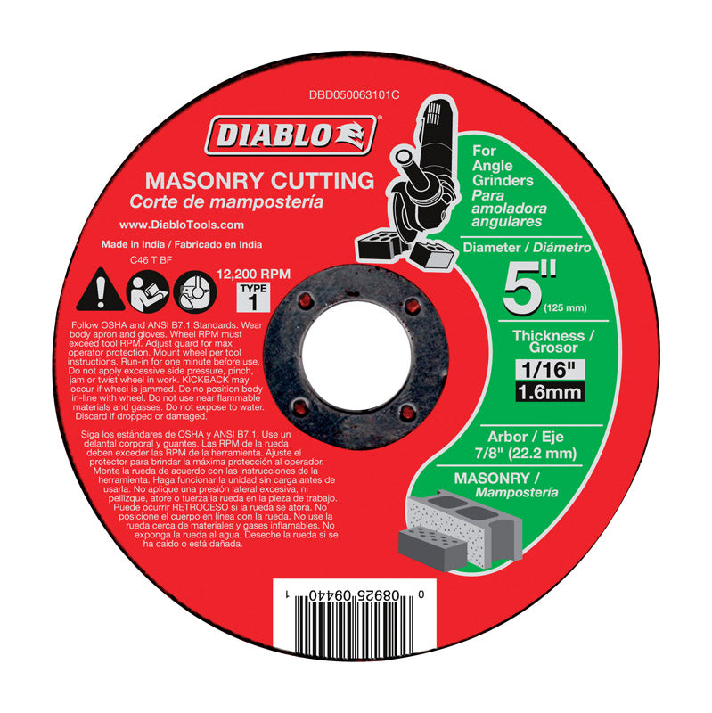 Diablo 5 in. D X 7/8 in. Silicon Carbide Masonry Cut-Off Disc
