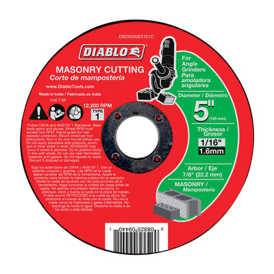 Diablo 5 in. D X 7/8 in. Silicon Carbide Masonry Cut-Off Disc