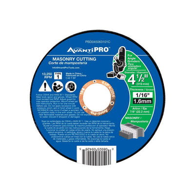 Avanti Pro 4-1/2 in. D X 7/8 in. Aluminum Oxide Masonry Cut-Off Disc