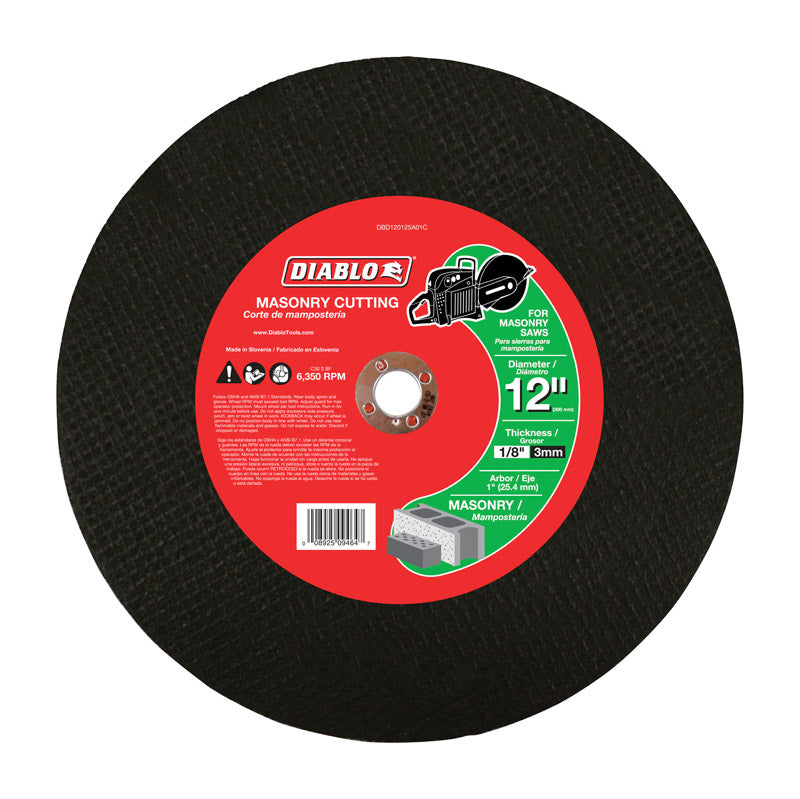 Diablo 12 in. D X 1 in. Silicon Carbide High Speed Masonry Cut-Off Disc