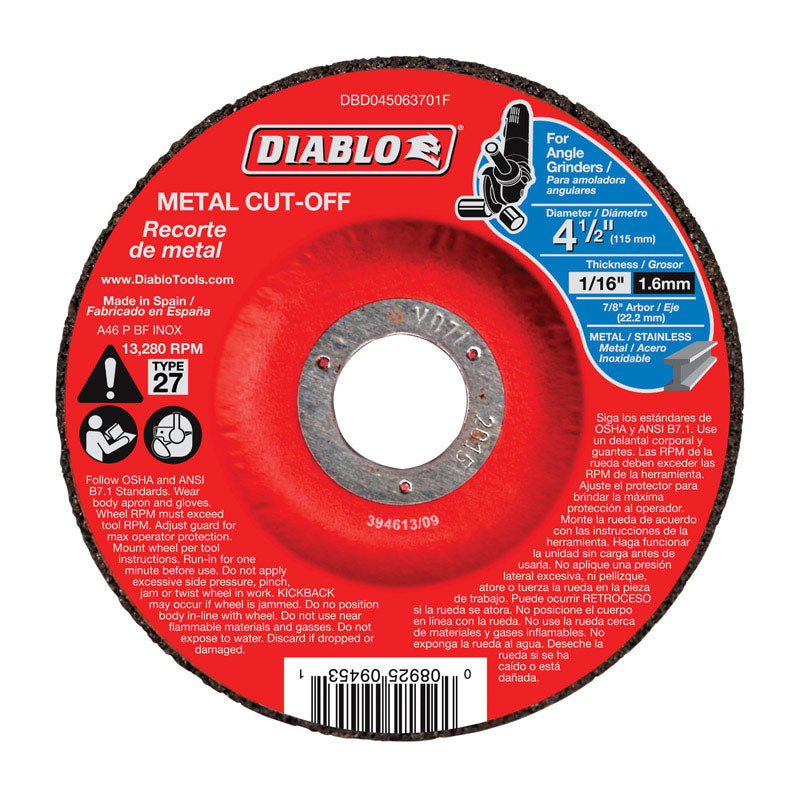 Diablo 4-1/2 in. D X 7/8 in. Aluminum Oxide Metal Cut-Off Disc
