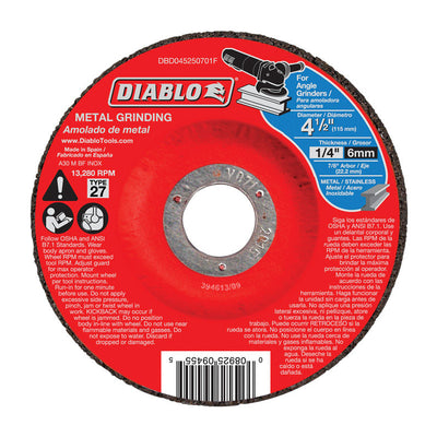 Diablo 4-1/2 in. D X 7/8 in. Aluminum Oxide Metal Grinding Disc