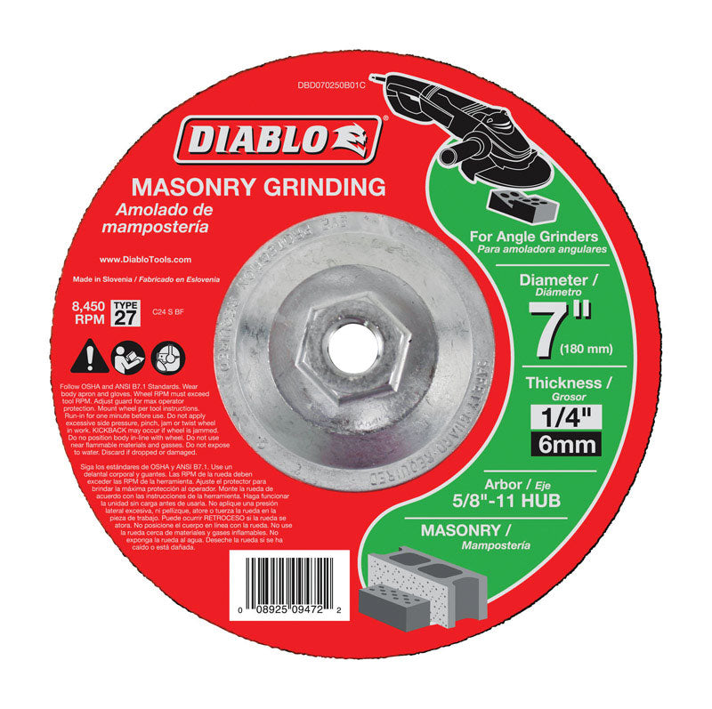 Diablo 7 in. D X 5/8 in. Silicon Carbide Masonry Circular Cut-Off Disc
