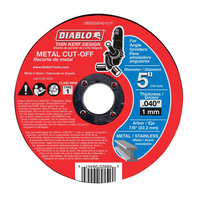 Diablo 5 in. D X 7/8 in. Aluminum Oxide Metal Cut-Off Disc