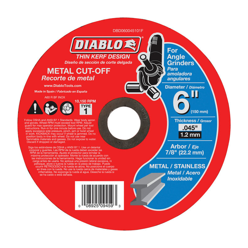 Diablo 6 in. D X 7/8 in. Aluminum Oxide Metal Cut-Off Disc
