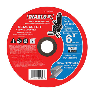 Diablo 6 in. D X 7/8 in. Aluminum Oxide Metal Cut-Off Disc