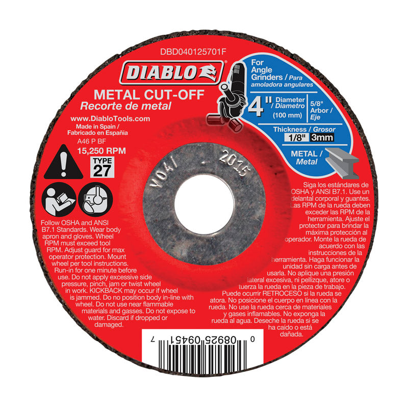 Diablo 4 in. D X 5/8 in. Aluminum Oxide Metal Cut-Off Disc