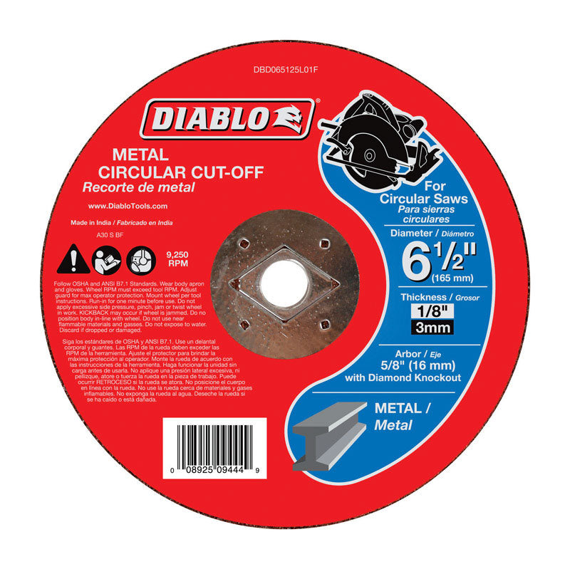 Diablo 6-1/2 in. D X 5/8 in. Aluminum Oxide Metal Circular Cut-Off Disc