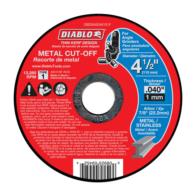Diablo 4-1/2 in. D X 7/8 in. Aluminum Oxide Metal Cut-Off Disc