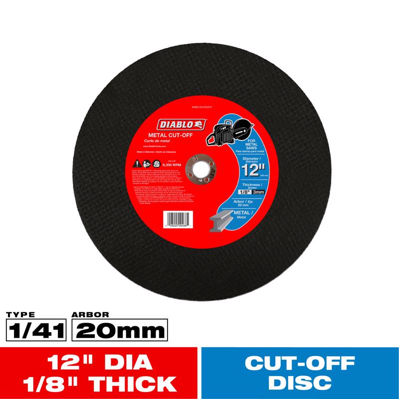 Diablo 12 in. D X 20 mm Aluminum Oxide High Speed Metal Cut-Off Disc