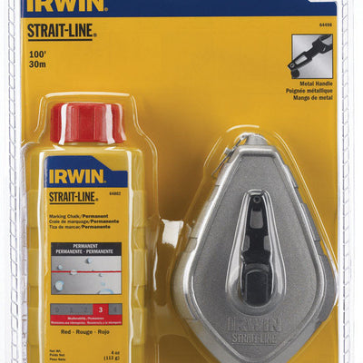 Irwin Strait-Line 4 oz Red Twisted Chalk and Reel Set 100 ft. White
