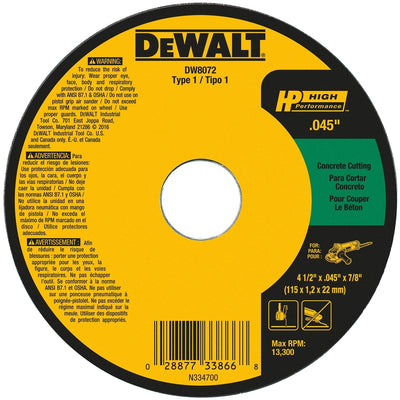DeWalt 4-1/2 in. D X 7/8 in. Silicon Carbide Cut-Off Wheel