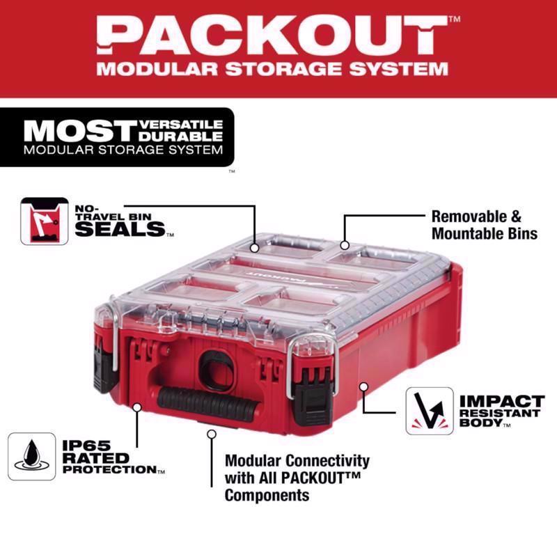 Milwaukee Packout 9.8 in. W X 15.2 in. D Compact Organizer Impact-Resistant Poly 5 compartments Red