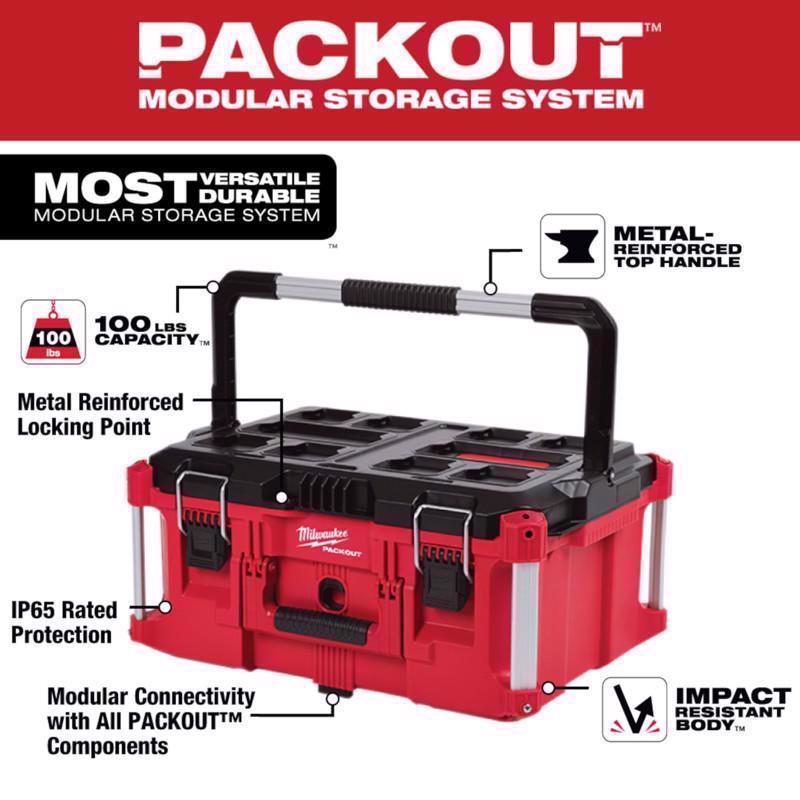 Milwaukee Packout 22 in. Modular Large Portable Tool Box Black/Red