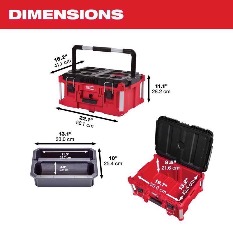 Milwaukee Packout 22 in. Modular Large Portable Tool Box Black/Red