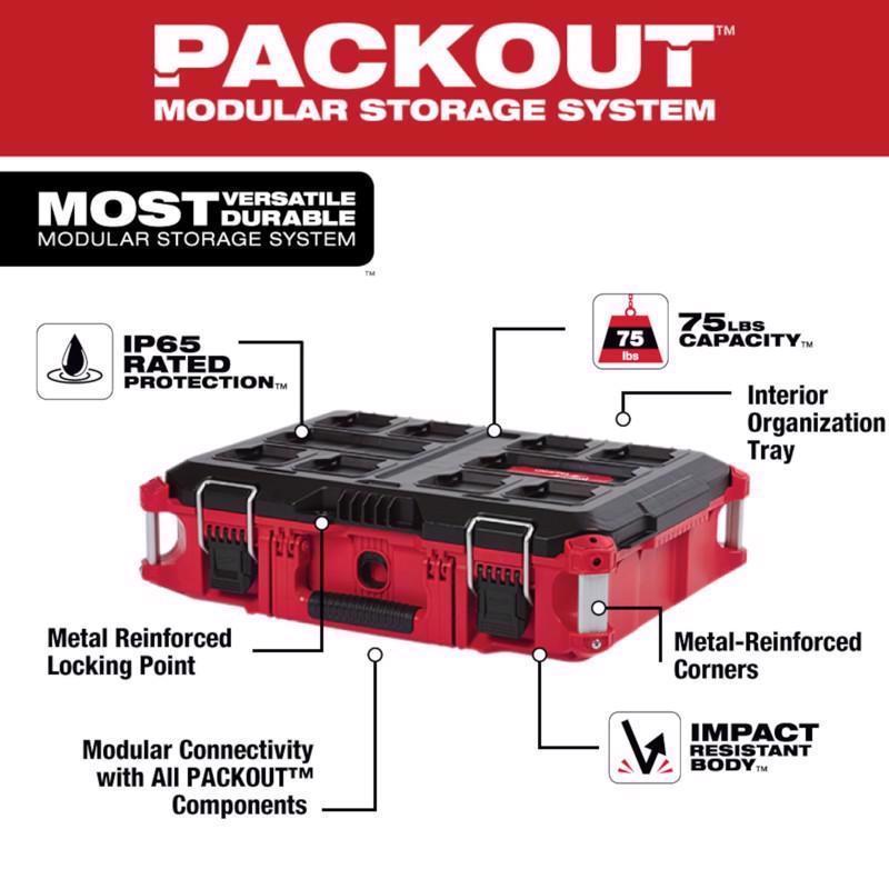 Milwaukee Packout 22 in. Medium Tool Box Black/Red