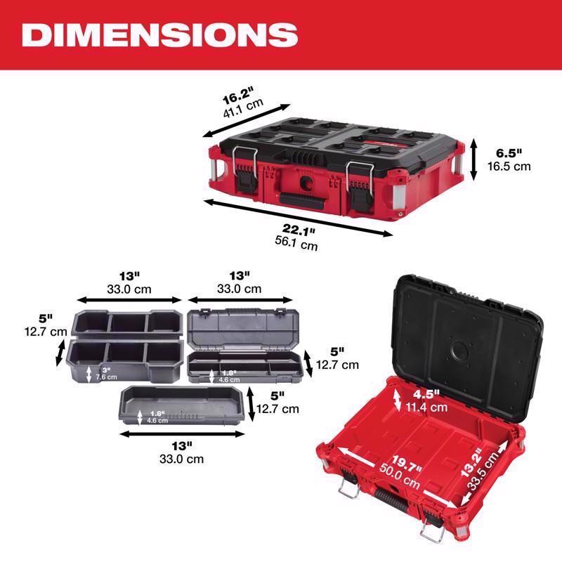 Milwaukee Packout 22 in. Medium Tool Box Black/Red