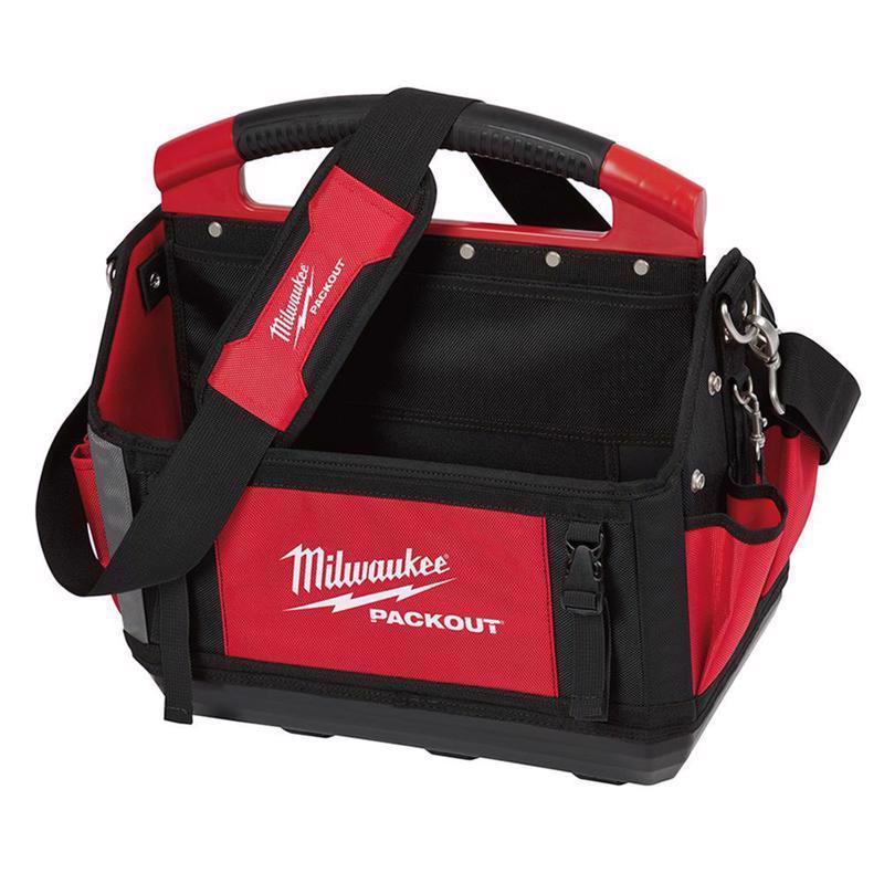 Milwaukee Packout Ballistic Polyester 15" Tool Tote 31 pocket Black/Red
